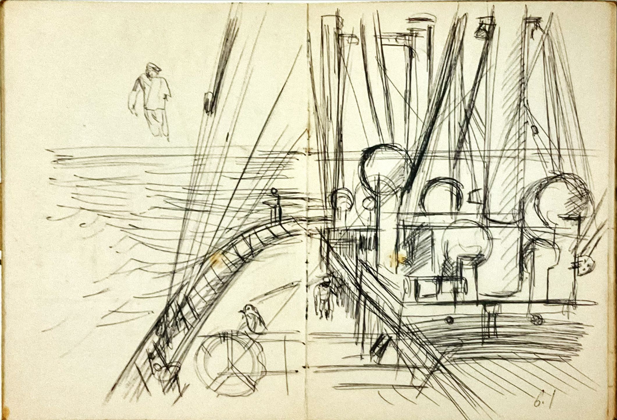 Onboard sketch from Toneyama's first trip to Mexico