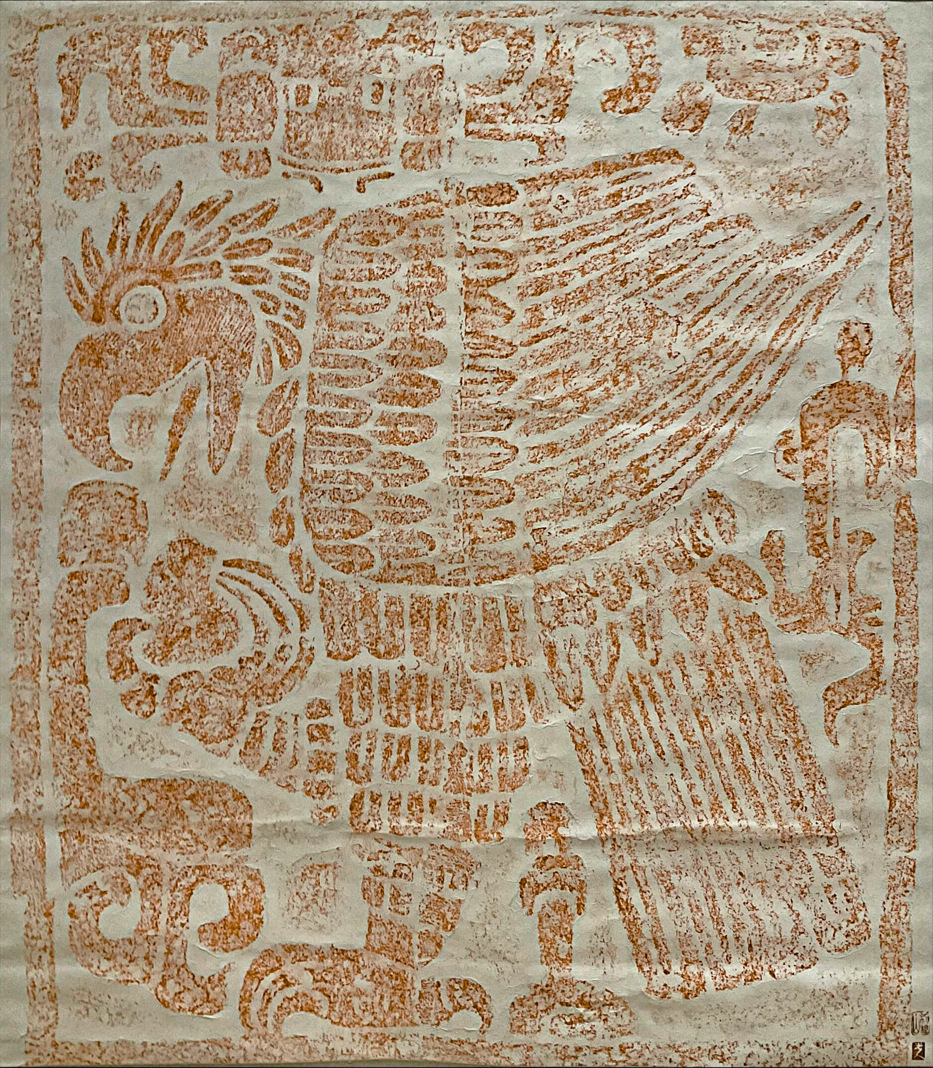 Eagle, eating human heart.