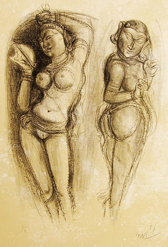 化粧する女神二態