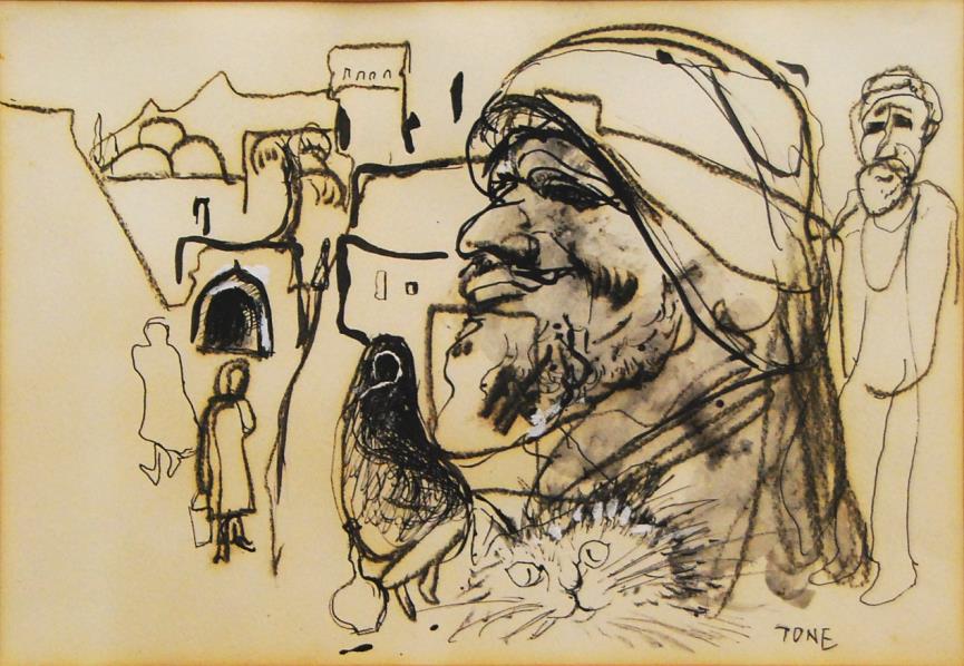 アラビアの街と男の顔